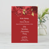 赤と金の花柄の結婚記念日パーティー 招待状 (スタンド正面)