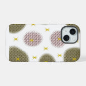 赤と金の芸術的なパターン iPhone 15ケース (裏面横)