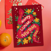 赤と金の蛇の年 お正月カード 箔シーズンカード