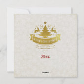 赤と金の贅沢なサークル型フレームの雪の結晶 シーズンカード (裏面)