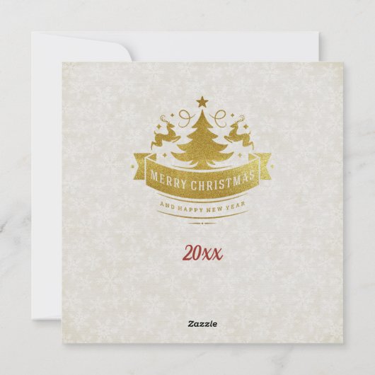 赤と金の贅沢なサークル型フレームの雪の結晶 シーズンカード (裏面)