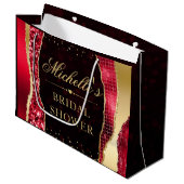 赤と金の輝く涙のぼかしプリンセスシャワー ラージペーパーバッグ (正面アングル)