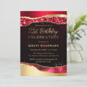 赤と金の輝く涙の誕生日パーティー 招待状 (スタンド正面)