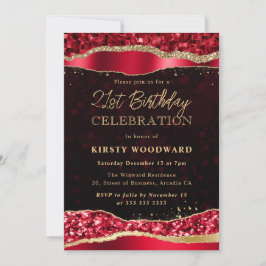 赤と金の輝く涙 バースデーパーティー 招待状
