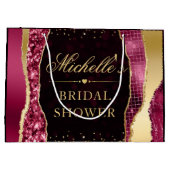 赤と金の輝く涙 ボケ ブライダルシャワー ラージペーパーバッグ (裏面)