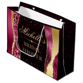 赤と金の輝く涙 ボケ ブライダルシャワー ラージペーパーバッグ (正面アングル)