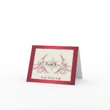 赤と金の雪の結晶のウェディング　サンキュー