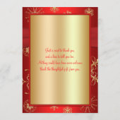 赤と金の雪の結晶の感謝カード サンキューカード (裏面)