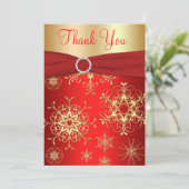赤と金の雪の結晶の感謝カード サンキューカード (スタンド正面)