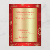 赤と金の雪の結晶 ウェディング出欠確認カード 出欠カード (裏面)