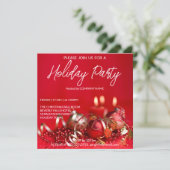 赤と金の飾り玉の背景 ホリデー 招待状 (スタンド正面)