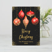赤と金の飾り メリークリスマス シーズンカード (スタンド正面)