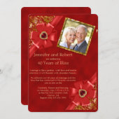 赤と金の40周年結婚記念日招待状 招待状 (正面/裏面)