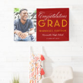 赤と金ゴールドおめでとう卒業写真 横断幕 (インサイチュ)