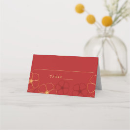 赤と金ゴールドさくらんぼ結婚花ズ座席表 プレイスカード