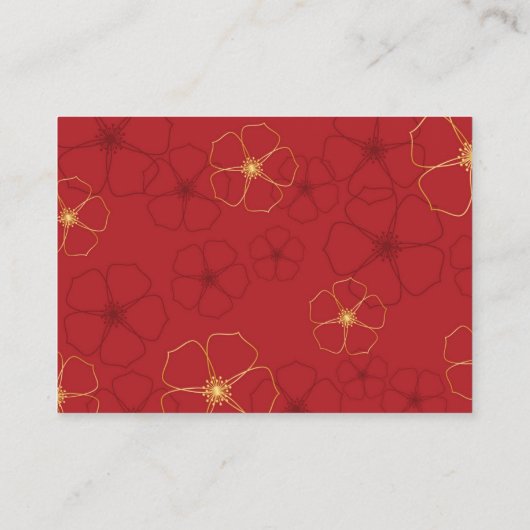 赤と金ゴールドさくらんぼ花花婚式RSVPカード エンクロージャーカード (裏面)