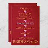 赤と金ゴールドとハートは私の花嫁になる 招待状 (正面/裏面)