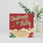 赤と金ゴールドと緑のクリスマスイブオーナメント シーズンカード (スタンド正面)