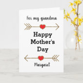 赤と金ゴールドのお母さんの日おばあちゃん カード (黄色い花)