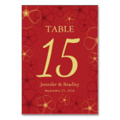 赤と金ゴールドのさくらんぼ結婚の花のテーブル番号Ca テーブルナンバー (正面)