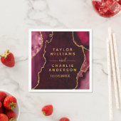 赤と金ゴールドのアゲート結婚大理石 スタンダードカクテルナプキン (インサイチュ)