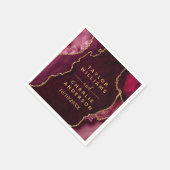 赤と金ゴールドのアゲート結婚大理石 スタンダードカクテルナプキン (角)