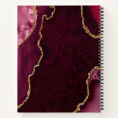 赤と金ゴールドのアゲート結婚大理石 ノートブック (裏面)