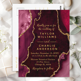 赤と金ゴールドのアゲート結婚大理石 ポストカード