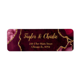 赤と金ゴールドのアゲート結婚大理石 ラベル