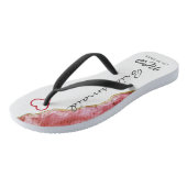 赤と金ゴールドのアゲート花嫁のメイドの好意モノグラム ビーチサンダル (アングル)