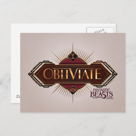 赤と金ゴールドのアールデコが消えるスペルグラフィック ポストカード (正面/裏面)