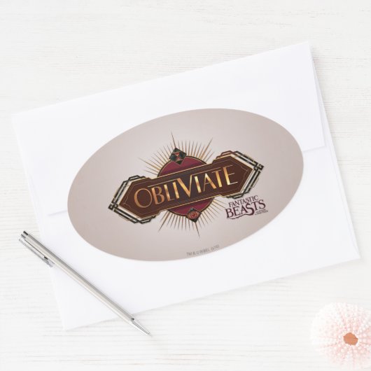 赤と金ゴールドのアールデコが消えるスペルグラフィック 楕円形シール (封筒)