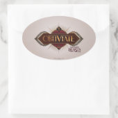 赤と金ゴールドのアールデコが消えるスペルグラフィック 楕円形シール (バッグ)