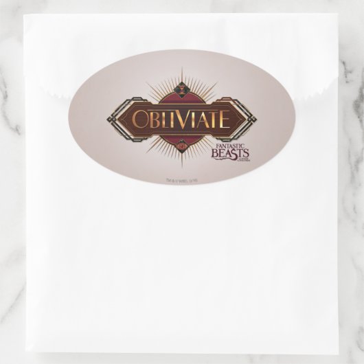 赤と金ゴールドのアールデコが消えるスペルグラフィック 楕円形シール (バッグ)