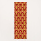 赤と金ゴールドのアールデコパターン ヨガマット (正面)