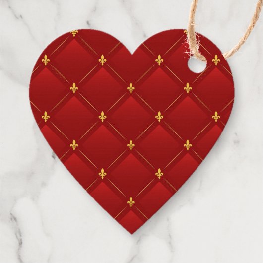 赤と金ゴールドのアールヌーボーパターンの紙の重さ フェイバータグ (裏面)