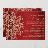 赤と金ゴールドのインディアンインスパイアブライダルシャワー 招待状 (正面/裏面)