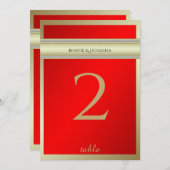 赤と金ゴールドのインディアンダマスクのテーブル番号 招待状 (正面/裏面)