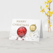 赤と金ゴールドのオーナメント カード (黄色い花)