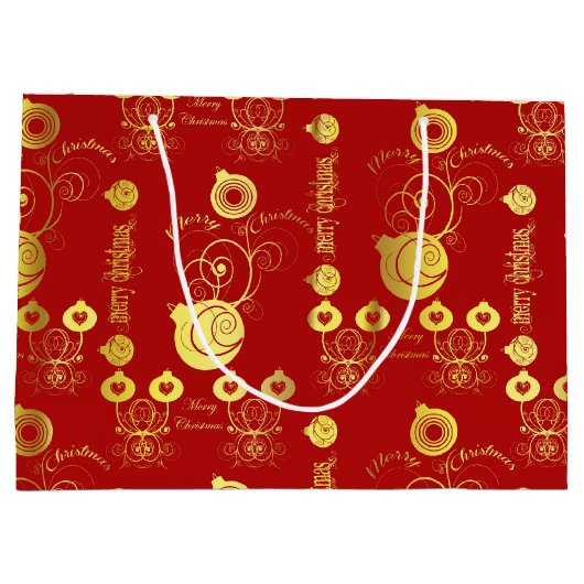 赤と金ゴールドのオーナメント ラージペーパーバッグ (裏面)