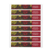 赤と金ゴールドのクリスマスオーナメントツリーの折り返しアドレス ラップアラウンド宛名ラベル (シート)