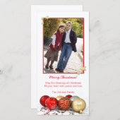 赤と金ゴールドのクリスマスオーナメントフォトカードテンプレート シーズンカード (正面/裏面)