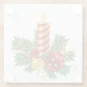 赤と金ゴールドのクリスマスキャンドルとオーナメント&シダ ガラスコースター (裏面)