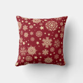 赤と金ゴールドのクリスマススノーフレーク |装飾用クッション クッション (裏面)