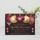 赤と金ゴールドのクリスマスバウブルキンセアニェラ 招待状 (スタンド正面)