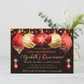 赤と金ゴールドのクリスマスバウブルキンセアニェラ 招待状 (スタンド正面)