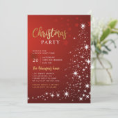 赤と金ゴールドのクリスマスパーティースターツリー 招待状 (スタンド正面)