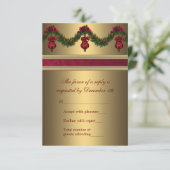 赤と金ゴールドのクリスマスパーティーRSVP 出欠カード (スタンド正面)