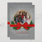赤と金ゴールドのクリスマスフォトカード シーズンカード (正面/裏面)