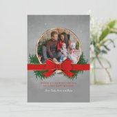 赤と金ゴールドのクリスマスフォトカード シーズンカード (スタンド正面)
